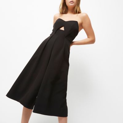 Black bandeau culotte jumpsuit